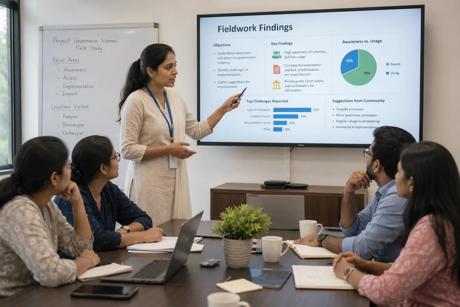 Fellow presenting fieldwork findings to colleagues